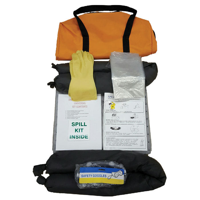 TS8400 Portable Emergency Truck Spill Response Kit for Vehicles with absorbent mats and socks, gloves, goggles, bags packaged in a canvas bag