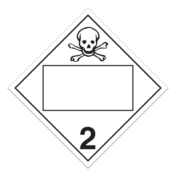Class 2.3 TOXIC GASES Blank UN PIN Box International TDG Dangerous Goods Placards (100 /pkg)