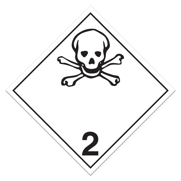 Class 2.3 TOXIC GASES International TDG Dangerous Goods Placards (100 /pkg)