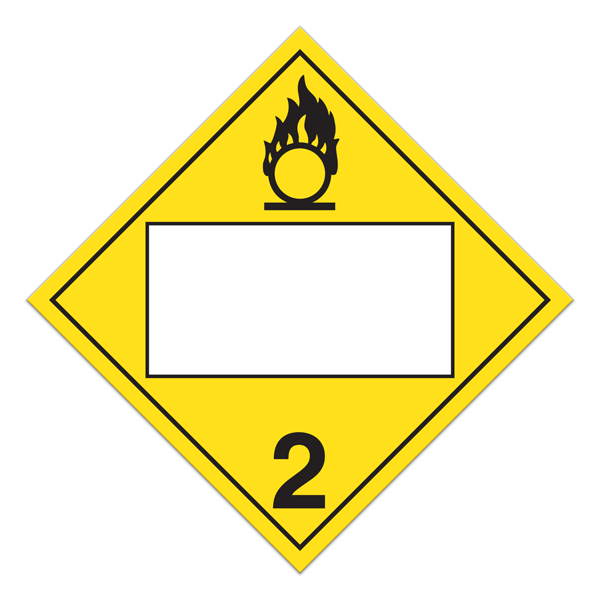 Class 2.3 OXIDIZING GASES Blank UN PIN Box International TDG Dangerous Goods Placards (100 /pkg)