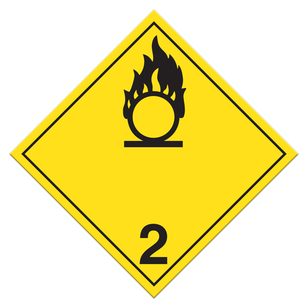Class 2 OXIDIZING GASES International TDG Dangerous Goods Placards (100 /pkg)