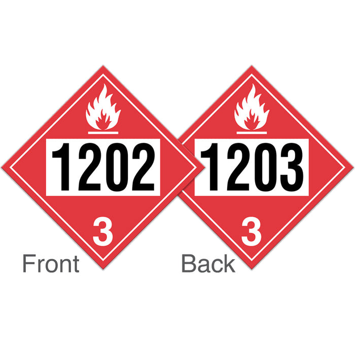 Dg 3 Sticker Class 3 FLAMMABLE LIQUIDS Double Sided DOT Hazmat and TDG Internationa