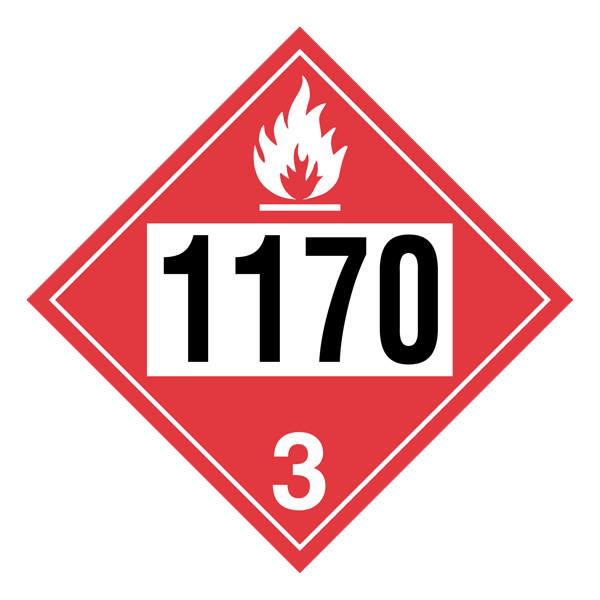 Class 3 FLAMMABLE LIQUIDS DOT Hazmat and TDG International Dangerous Goods UN 1170 Pre-numbered 4-digit Placards (100 /pkg) 