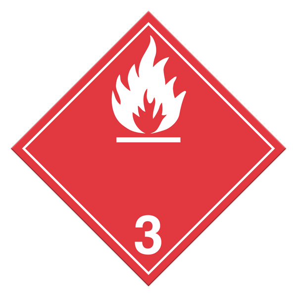 Class 3 FLAMMABLE LIQUDS International TDG Dangerous Goods Placards (100 /pkg)
