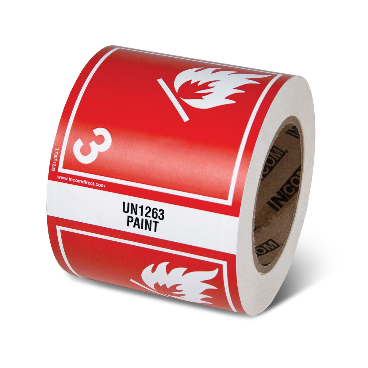 TT30P1263A Class 3 UN1263 FLAMMABLE LIQUID PAINT TDG Hazardous Material Canadian and International Preprinted Tabbed Shipping Labels (4 in x 4.75 in) 500 /roll