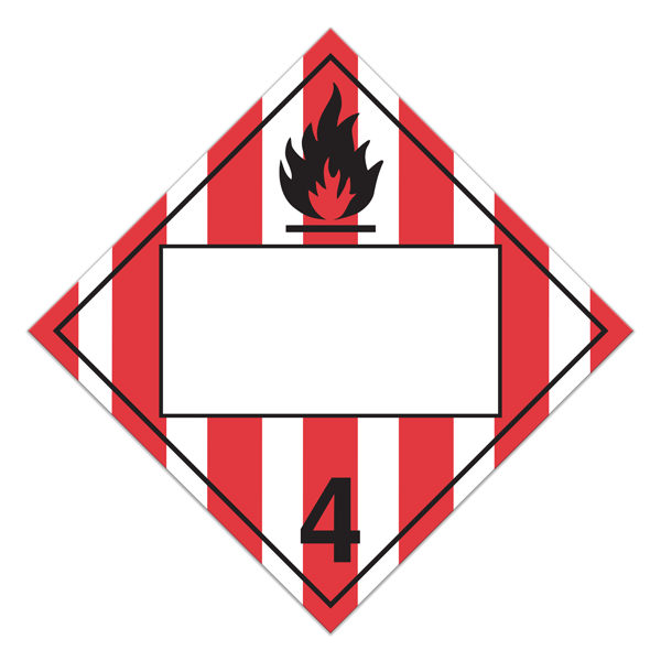 Class 4.1 FLAMMABLE SOLIDS Blank UN PIN Box International TDG Dangerous Goods Placards (100 /pkg)