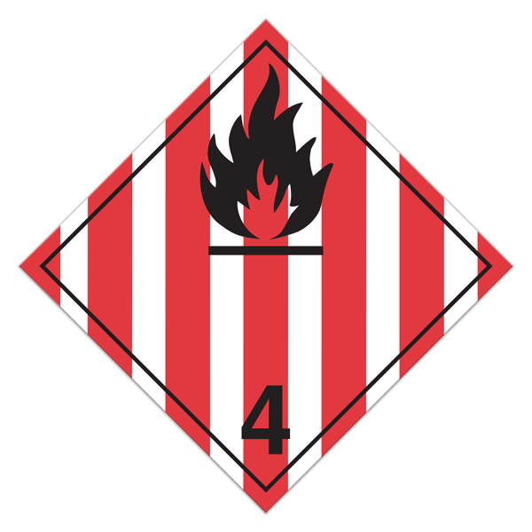Class 4.1 FLAMMABLE SOLIDS International TDG Dangerous Goods Placards (100 /pkg)
