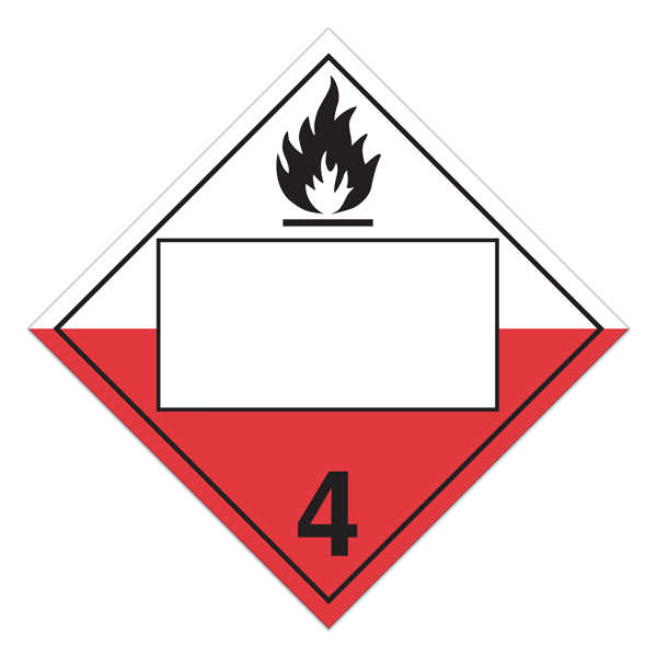 Class 4.2 SPONTANEOUS COMBUSTION Blank UN PIN Box International TDG Dangerous Goods Placards (100 /pkg)