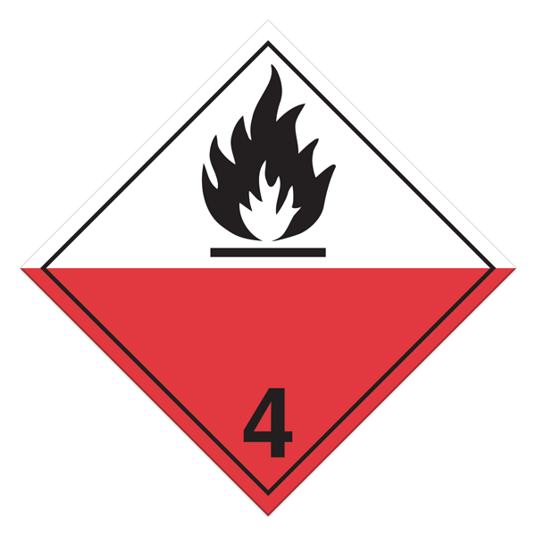 Class 4.2 SPONTANEOUS COMBUSTION International TDG Dangerous Goods Placards (100 /pkg)