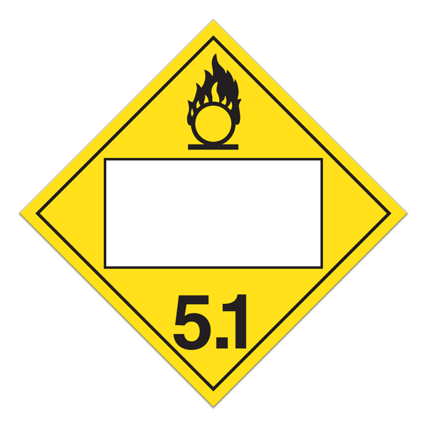 Class 5.1 OXIDIZING SUBSTANCES Blank UN PIN Box International TDG Dangerous Goods Placards (100 /pkg)