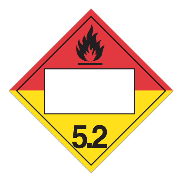 Class 5.2 ORANGIC PEROXIDES Blank UN PIN Box International TDG Dangerous Goods Placards (100 /pkg)