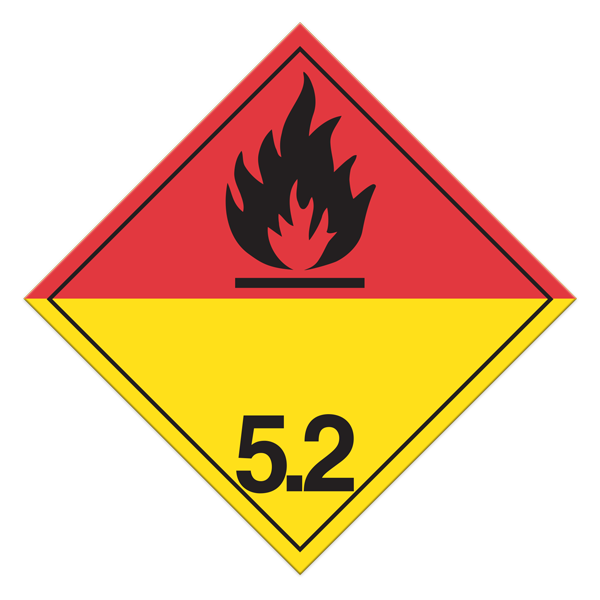 Class 5.2 ORGANIC PEROXIDES International TDG Dangerous Goods Placards (100 /pkg)