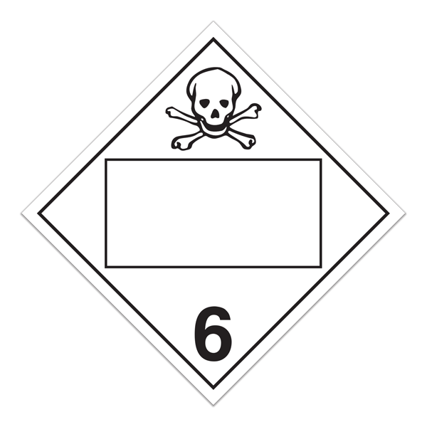 Class 6.1 TOXIC SUBSTANCES Blank UN PIN Box International TDG Dangerous Goods Placards (100 /pkg)