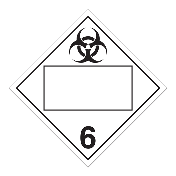 Class 6.2 INFECTIOUS SUBSTANCES Blank UN PIN Box International TDG Dangerous Goods Placards (100 /pkg)