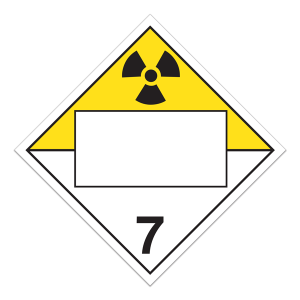 Class 7 RADIOACTIVE MATERIALS Blank UN PIN Box International TDG Dangerous Goods Placards (100 /pkg)