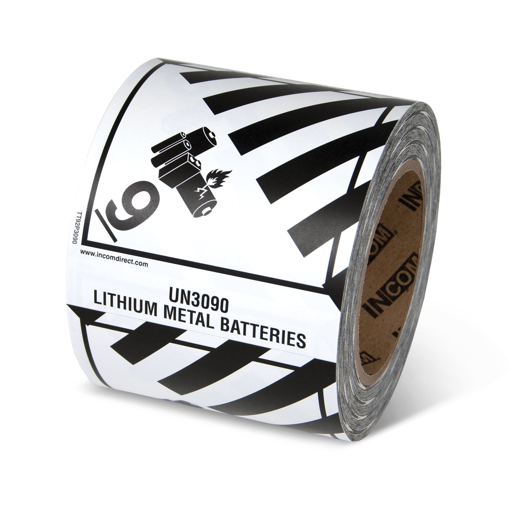 TT92P3090 Class 9 UN3090 MISCELLANEOUS PRODUCTS LITHIUM METAL BATTERIES TDG Hazardous Material Canadian and International Preprinted Tabbed Shipping Labels (4 in x 4.75 in) 500 /roll