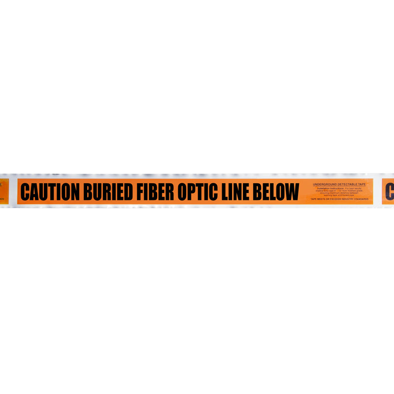 UDT3245 2 in x 1,000 ft CAUTION BURIED FIBER LINE BELOW Orange/Black Detectable Underground Utility Marking Warning Roll Tape (1,000 ft)