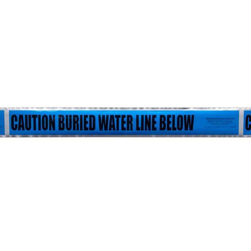 UDT3341 3 in x 1,000 ft CAUTION BURIED WATER LINE BELOW Blue/Black Detectable Underground Utility Marking Warning Roll Tape (1,000 ft)