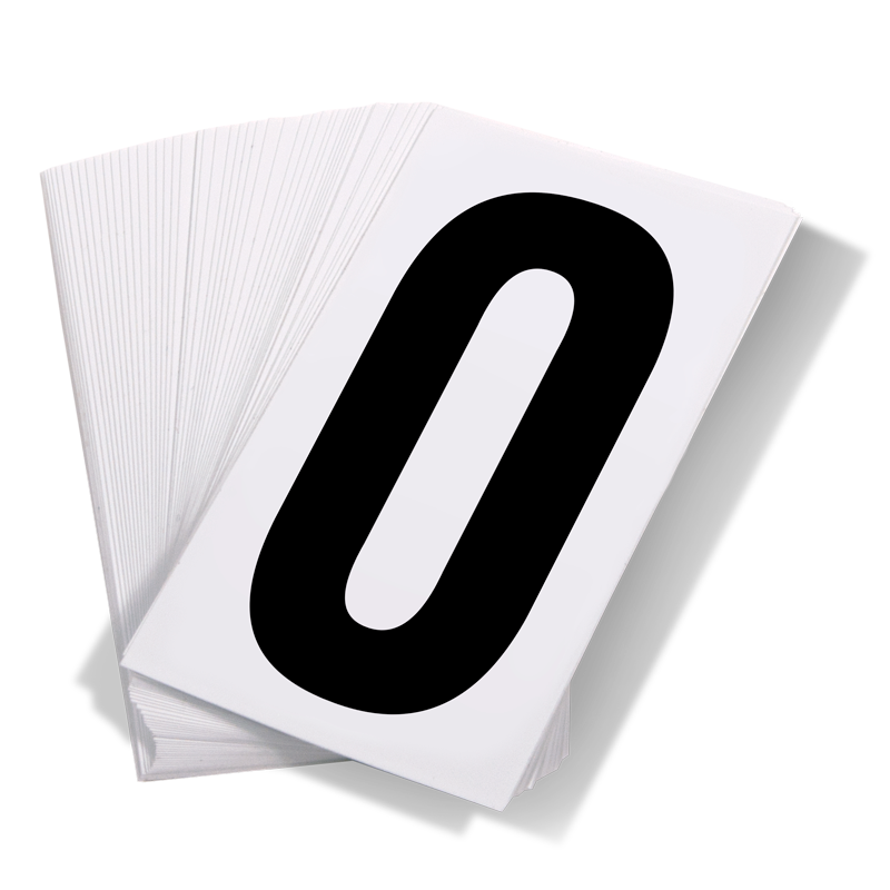 Black Print Number 0 on White Adhesive VynMark™ for UN Placard Numbering (50 /pkg)