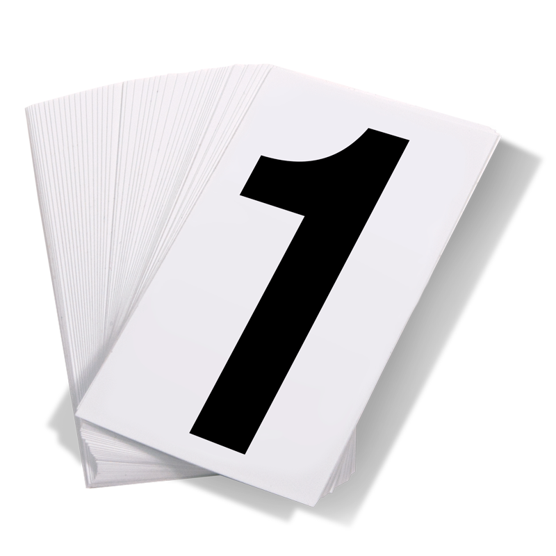 Black Print Number 1 on White Adhesive VynMark™ for UN Placard Numbering (50 /pkg)