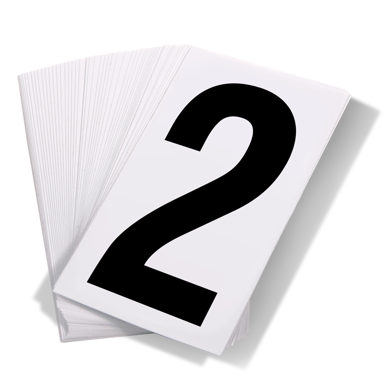 Black Print Number 2 on White Adhesive VynMark™ for UN Placard Numbering (50 /pkg)