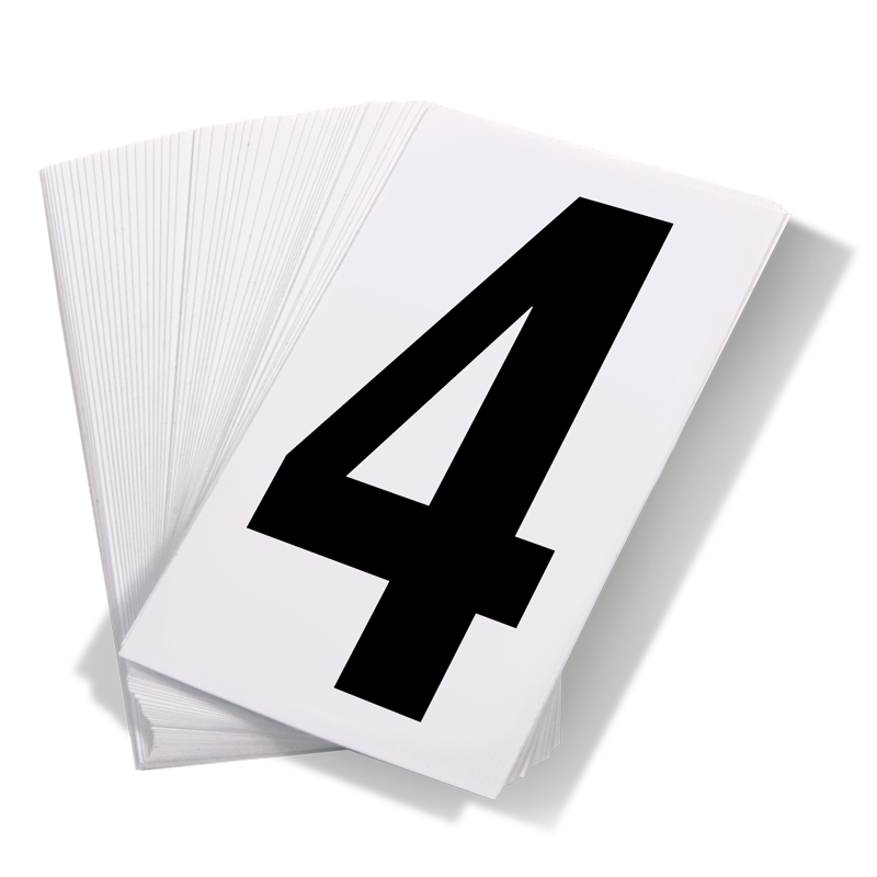 Black Print Number 4 on White Adhesive VynMark™ for UN Placard Numbering (50 /pkg)