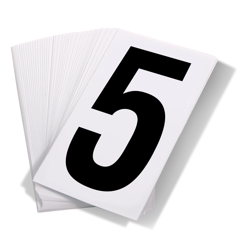 Black Print Number 5 on White Adhesive VynMark™ for UN Placard Numbering (50 /pkg)