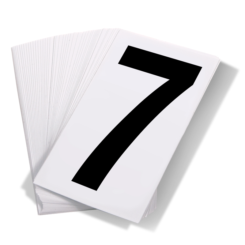 Black Print Number 7 on White Adhesive VynMark™ for UN Placard Numbering (50 /pkg)