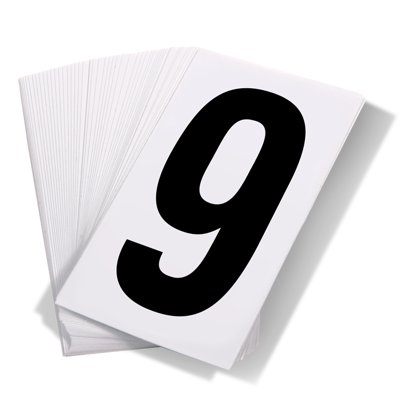 Black Print Number 9 on White Adhesive VynMark™ for UN Placard Numbering (50 /pkg)