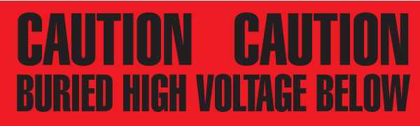 UT3606 CAUTION BURIED HIGH VOLTAGE LINE BELOW Red/Black Underground Utility Marking Warning Roll Tape (6 in x 1,000 ft)