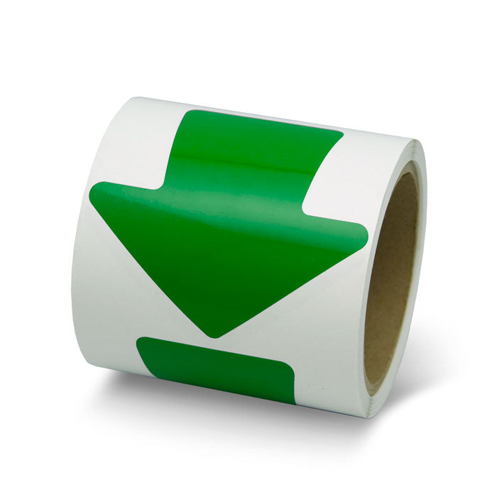 VA400G Green Warehouse Floor and Lane Marking 4 inch Adhesive Arrow Shapes (100/roll) 