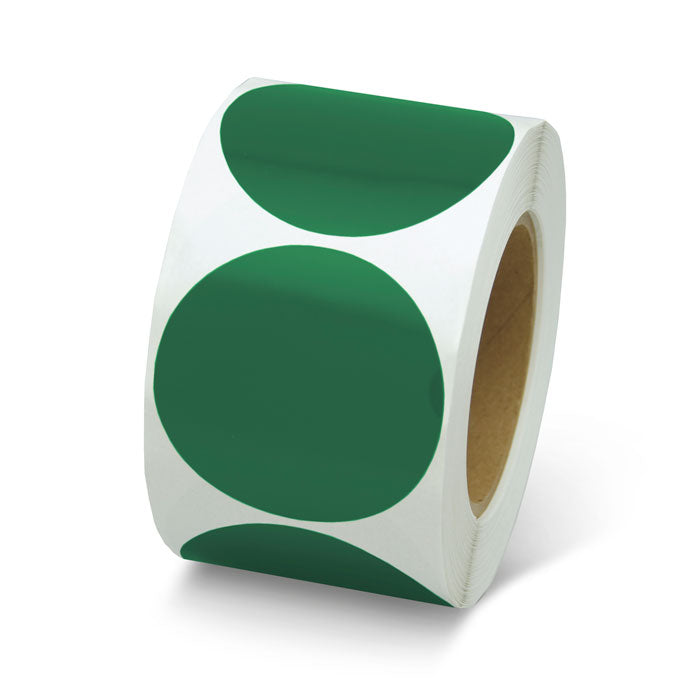 VC300G Green Warehouse Floor and Lane Marking 3 inch Adhesive Circle Shapes (100/roll) 
