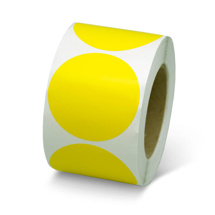VC300Y Yellow Warehouse Floor and Lane Marking 3 inch Adhesive Circle Shapes (100/roll) 