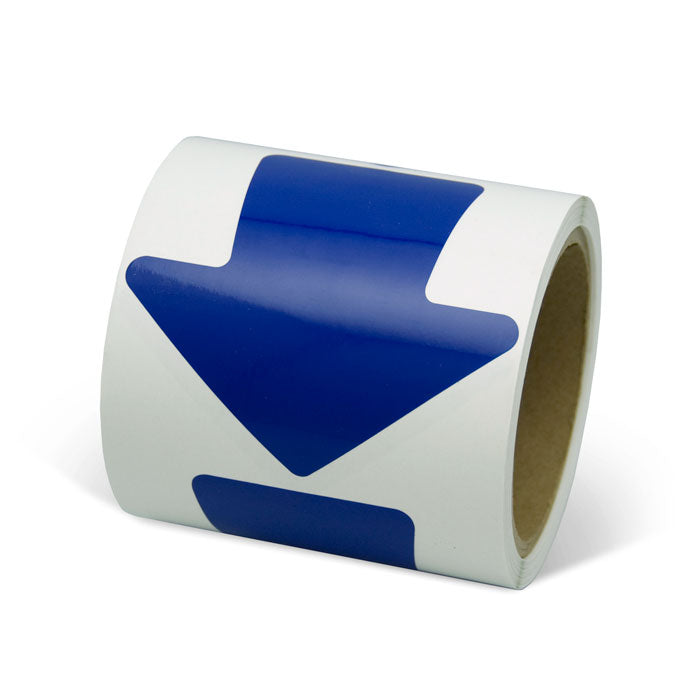 VA400B Blue Warehouse Floor and Lane Marking 4 inch Adhesive Arrow Shapes (100/roll) 
