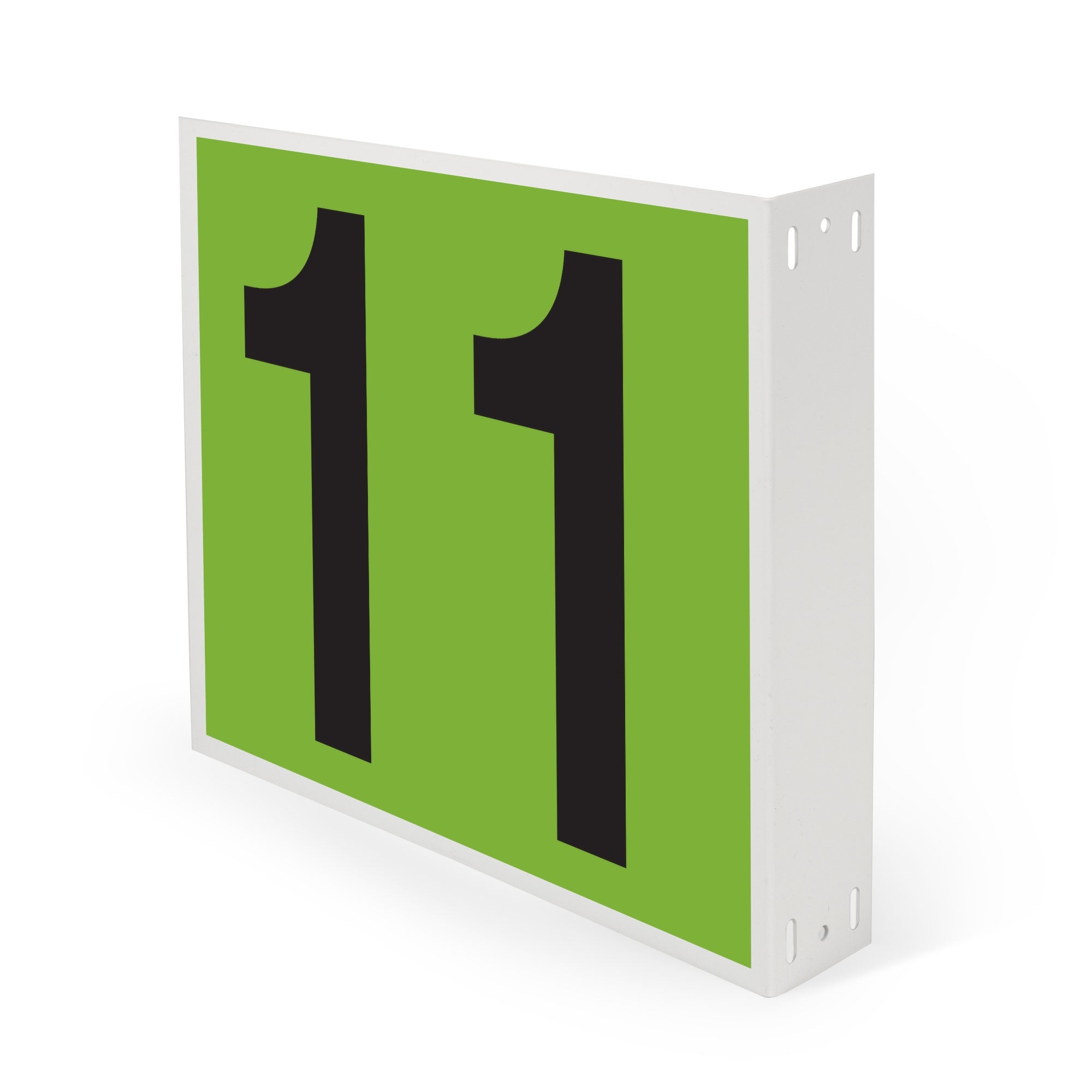 WML10PK11G Heavy Duty Warehouse Aisle Location Signs (12 in x 10 in) Consecutively Numbered with L-Bend Printed Both Sides (10 /pkg) Numbers 11-20 Green
