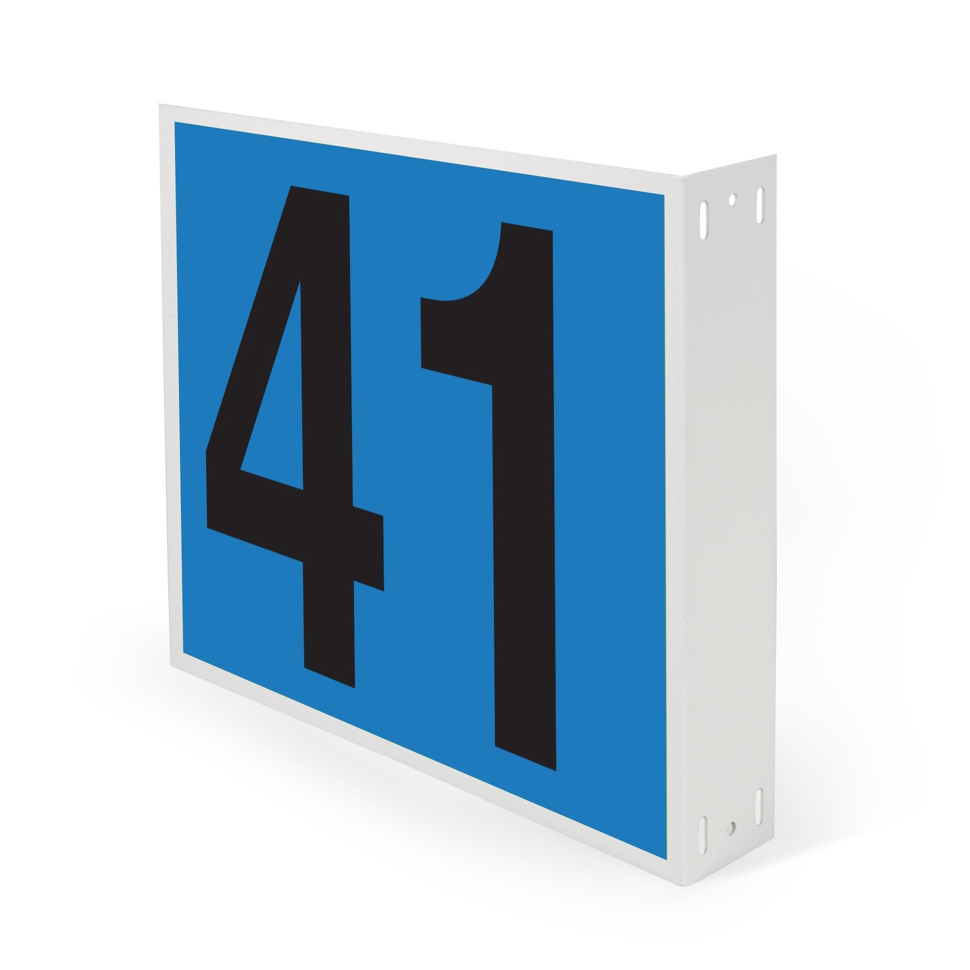WML10PK41B Heavy Duty Warehouse Aisle Location Signs (12 in x 10 in) Consecutively Numbered with L-Bend Printed Both Sides (10 /pkg) Numbers 41-50 Blue