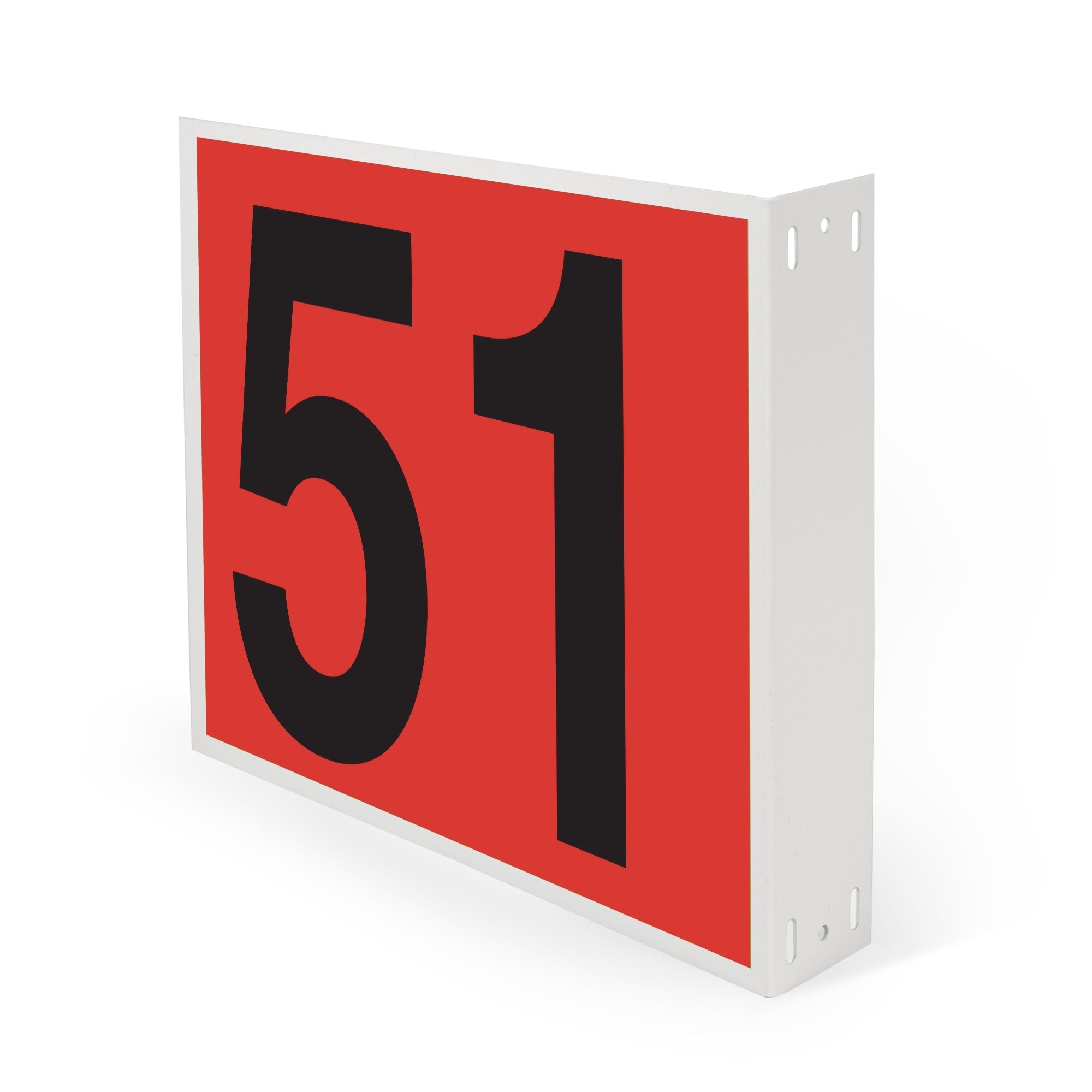 WML10PK51R Heavy Duty Warehouse Aisle Location Signs (12 in x 10 in) Consecutively Numbered with L-Bend Printed Both Sides (10 /pkg) Numbers 50-61 Red