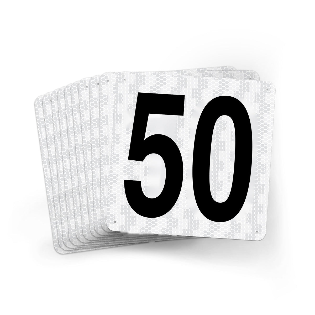 WMR18PK41 Outdoor Prismatic Reflective Aluminum Warehouse Dock Location Signs (18" x 18")  Consecutively Numbered (10 /pkg) Numbers 41 - 50