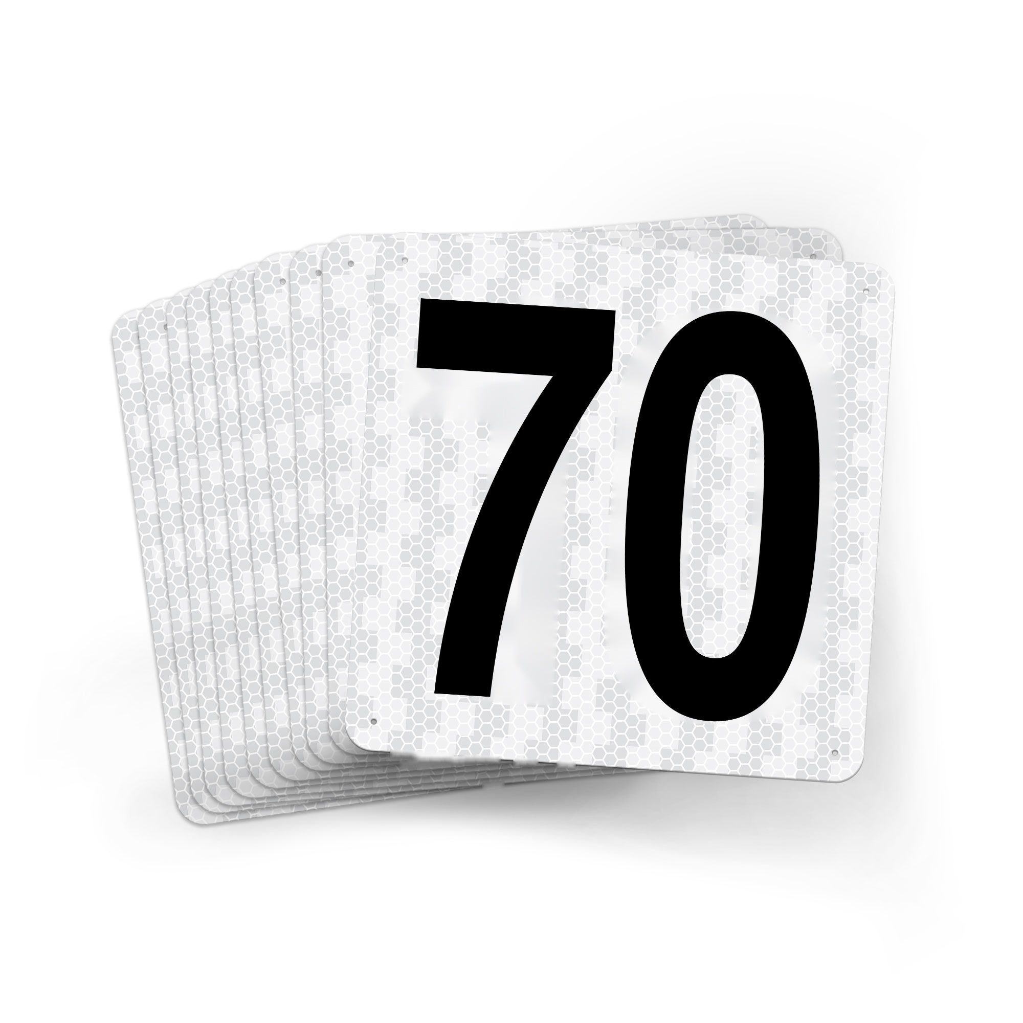 WMR18PK61 Outdoor Prismatic Reflective Aluminum Warehouse Dock Location Signs (18" x 18")  Consecutively Numbered (10 /pkg) Numbers 61 - 70