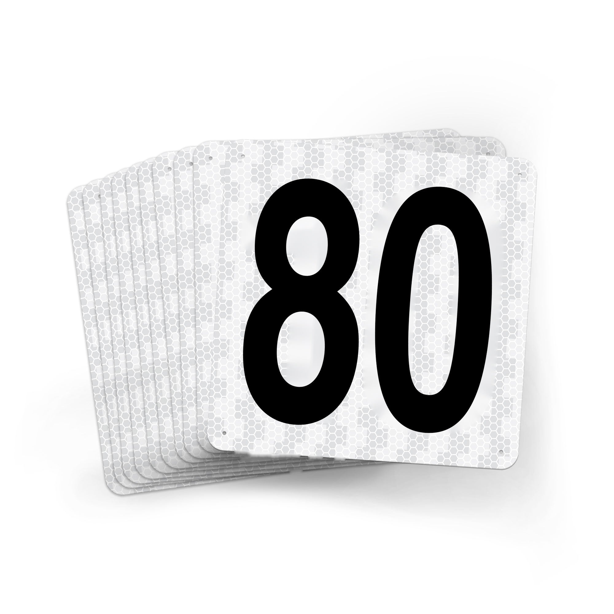 WMR18PK71 Outdoor Prismatic Reflective Aluminum Warehouse Dock Location Signs (18" x 18")  Consecutively Numbered (10 /pkg) Numbers 71 - 80