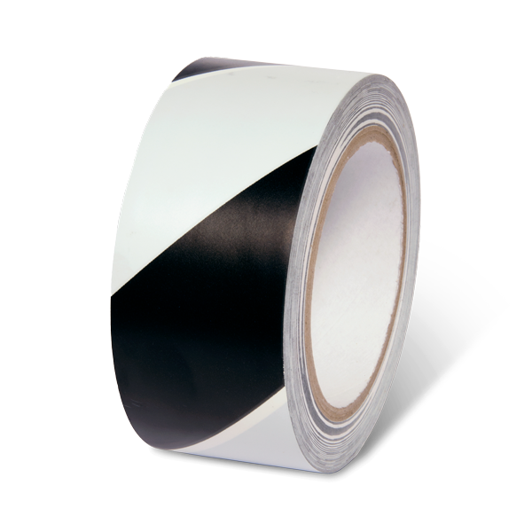 WT2300 Black/White Conformable Adhesive Hazard Stripe Marking Tape (108 ft)