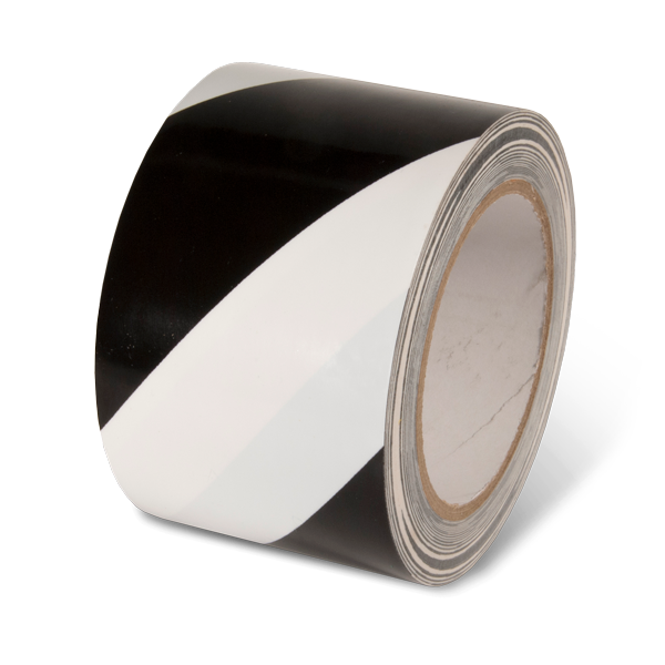 WT2310 Black/White Conformable Adhesive Hazard Stripe Marking Tape (108 ft)