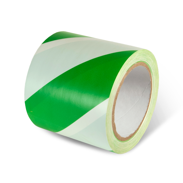 WT2420 Green/White Conformable Adhesive Hazard Stripe Marking Tape (108 ft)