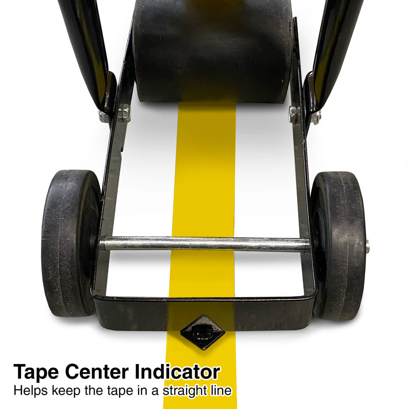 WTD200 Solid Steel Warehouse Lane Self-Wound Marking Tape Applicator Close up of applicator roll and guide