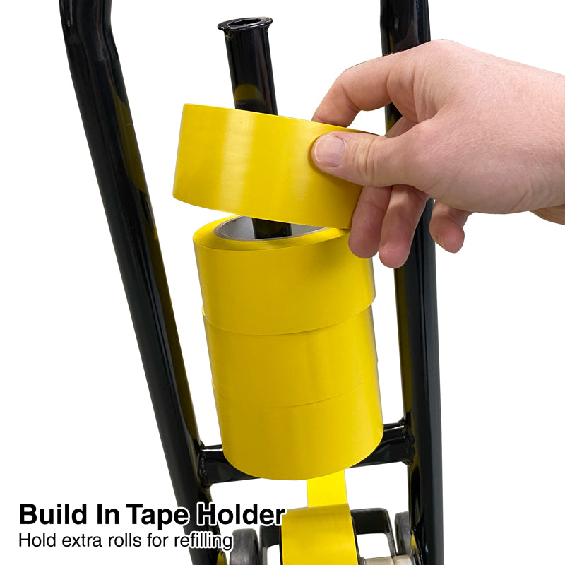 WTD200 Solid Steel Warehouse Lane Self-Wound Marking Tape Applicator Close up of additional tape storage