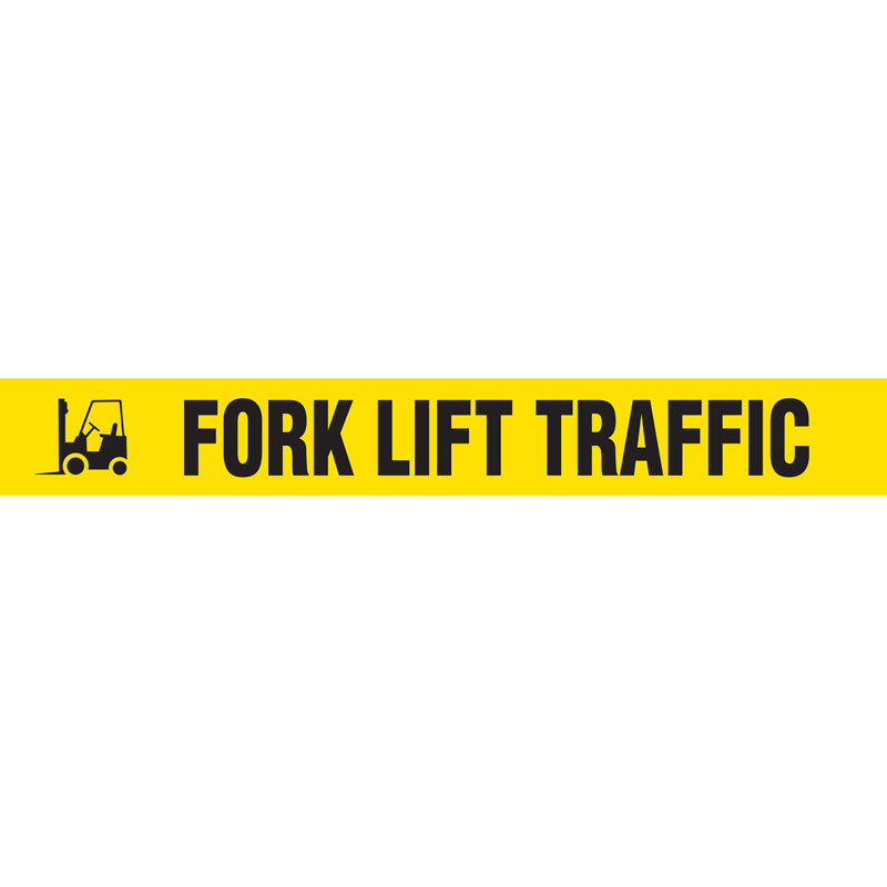 WTP103 FORKLIFT TRAFFIC Black on Yellow Printed Safety Message Warehouse Floor Marking Tape (3 in x 54 ft)