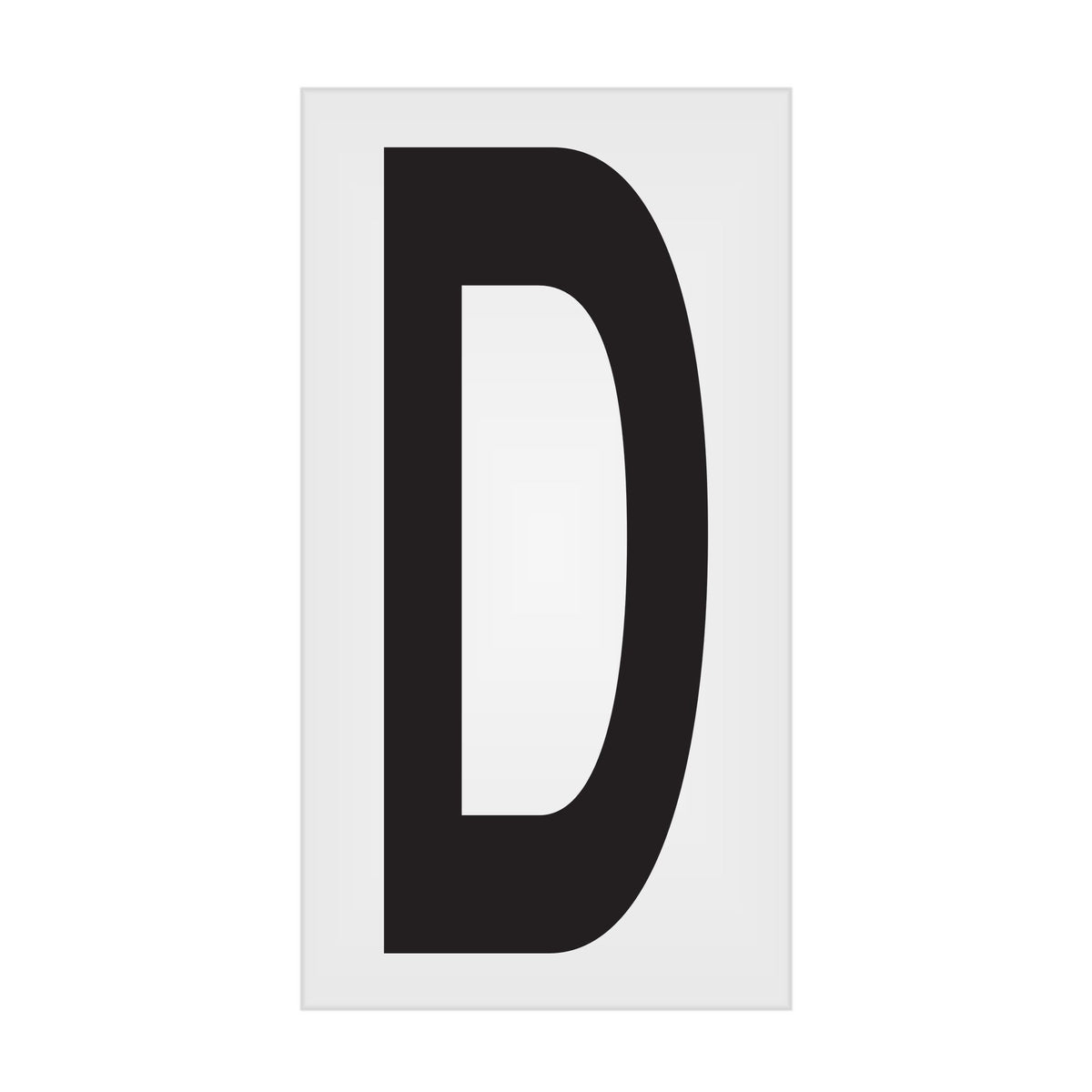 BC035PKD BC035PK -series Butt Cut Black on White Adhesive VynMark® Decal Markers 3.5 Inch High Letters (50 /pkg) Letter D