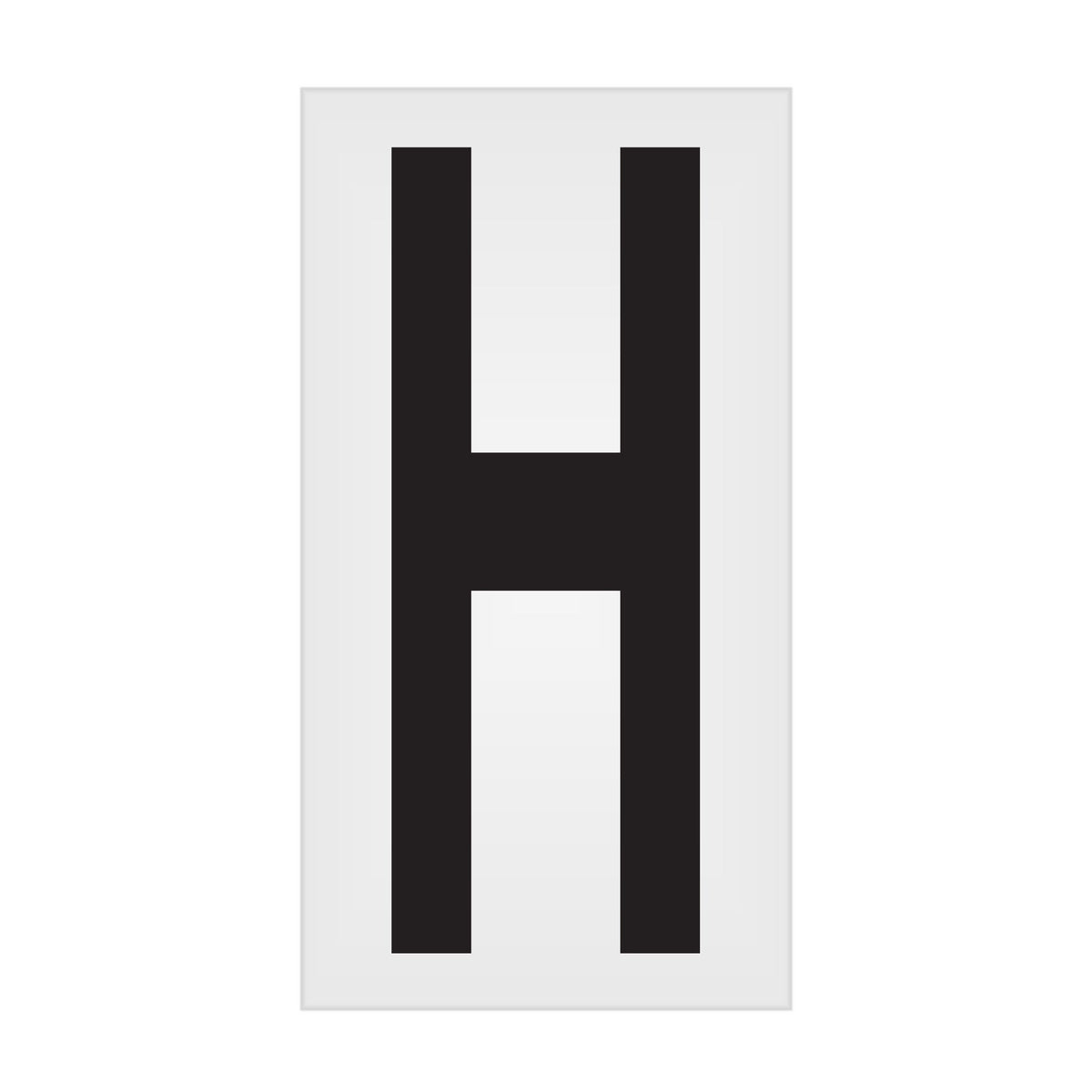 BC035PKH BC035PK -series Butt Cut Black on White Adhesive VynMark® Decal Markers 3.5 Inch High Letters (50 /pkg) Letter H