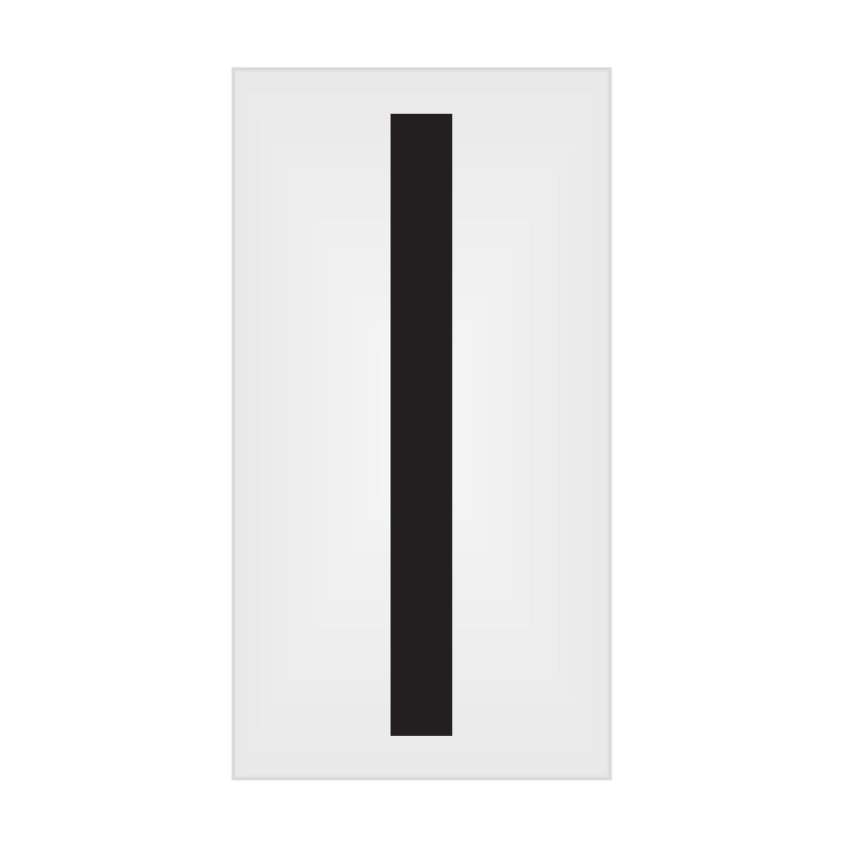 BC035PKI BC035PK -series Butt Cut Black on White Adhesive VynMark® Decal Markers 3.5 Inch High Letters (50 /pkg) Letter I