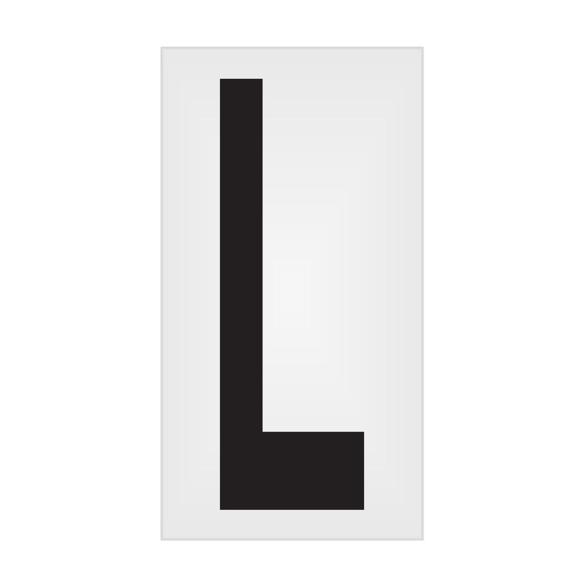 BC035PKL BC035PK -series Butt Cut Black on White Adhesive VynMark® Decal Markers 3.5 Inch High Letters (50 /pkg) Letter L